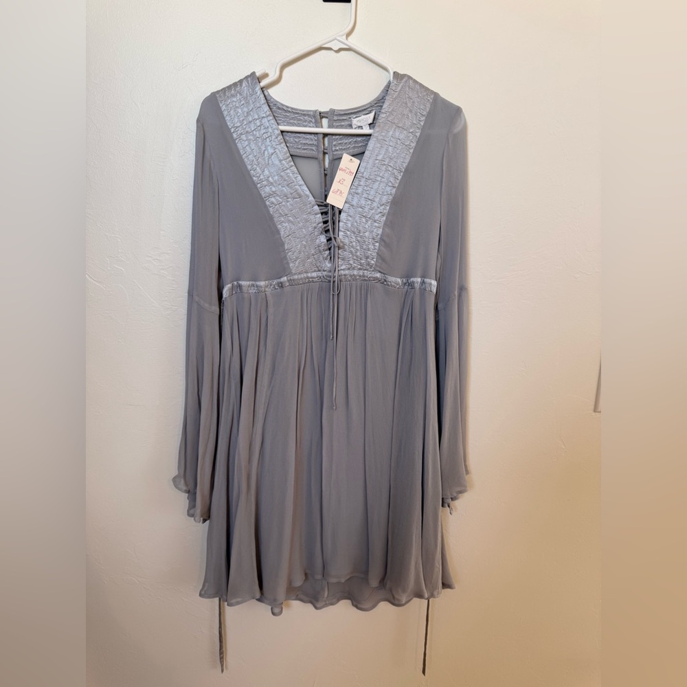 Anthropologie Ghost Elegant Gray Long Sleeve Dress